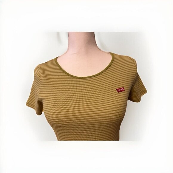 Levi’s Striped Green T-shirt Size XS - Picture 2 of 4